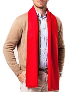 shubb men's scarf, soft and warm cashmere feel scarf for men winter scarves long, red