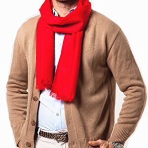 Shubb Men's Scarf, Soft and Warm Cashmere Feel Scarf for Men Winter Scarves Long, Red