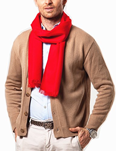 Shubb Men's Scarf, Soft and Warm Cashmere Feel Scarf for Men Winter Scarves Long, Red