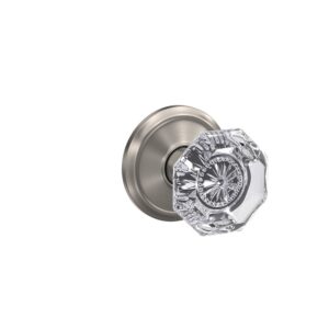 SCHLAGE Custom FC21 ALX 619 ALD Alexandria Glass Knob with Alden Trim Hall-Closet and Bed-Bath Lock, Satin Nickel