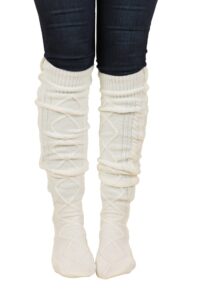 floral find women's cable knit knee-high winter boot socks extra long thigh leg warmers stocking