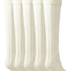 Floral Find Women's Cable Knit Knee-High Winter Boot Socks Extra Long Thigh Leg Warmers Stocking