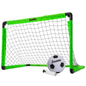 franklin sports kids mini soccer goal set - backyard/indoor mini net + ball set with pump - portable folding youth goal set - 36" x 24", green