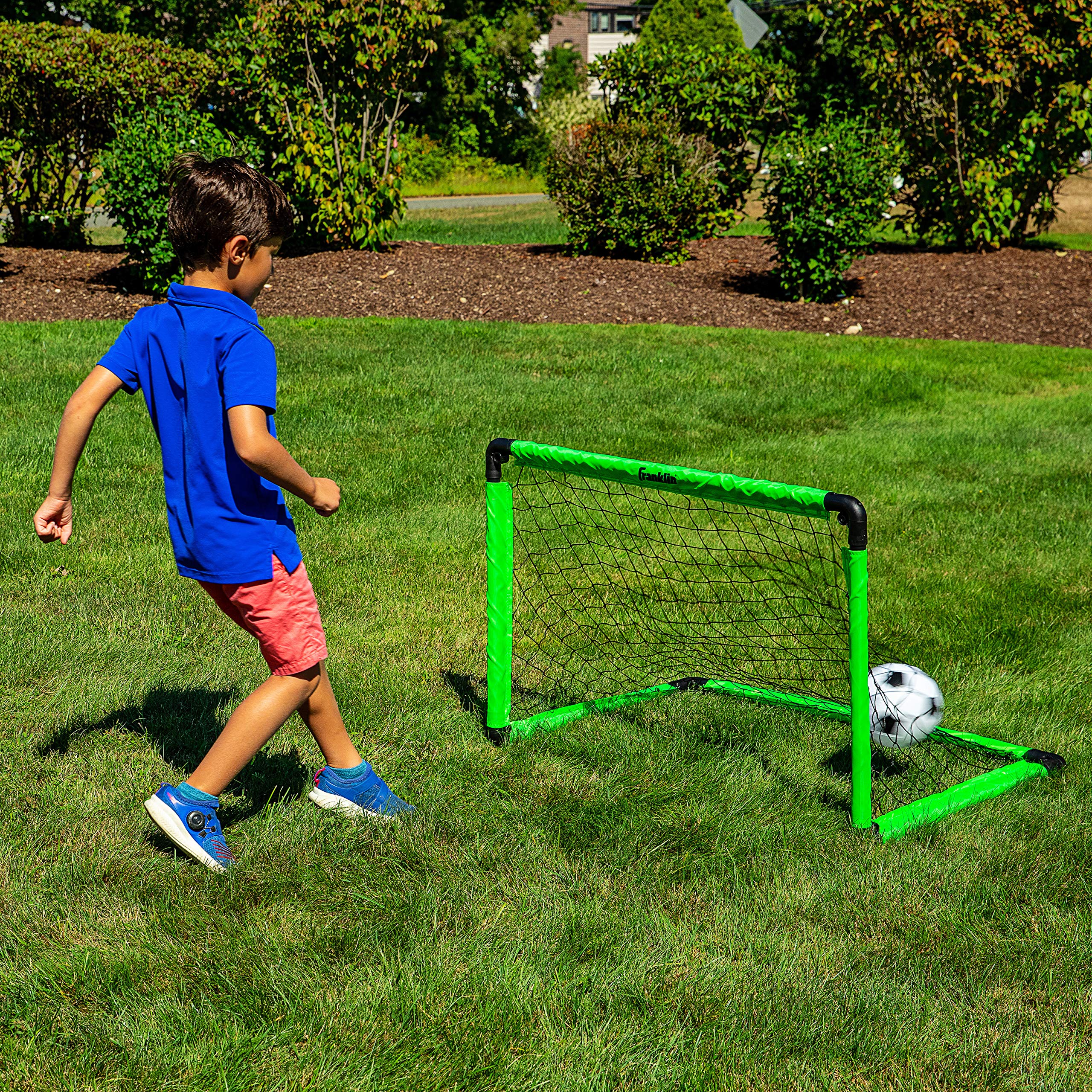 Franklin Sports Kids Mini Soccer Goal Set - Backyard/Indoor Mini Net + Ball Set with Pump - Portable Folding Youth Goal Set - 36" x 24", Green