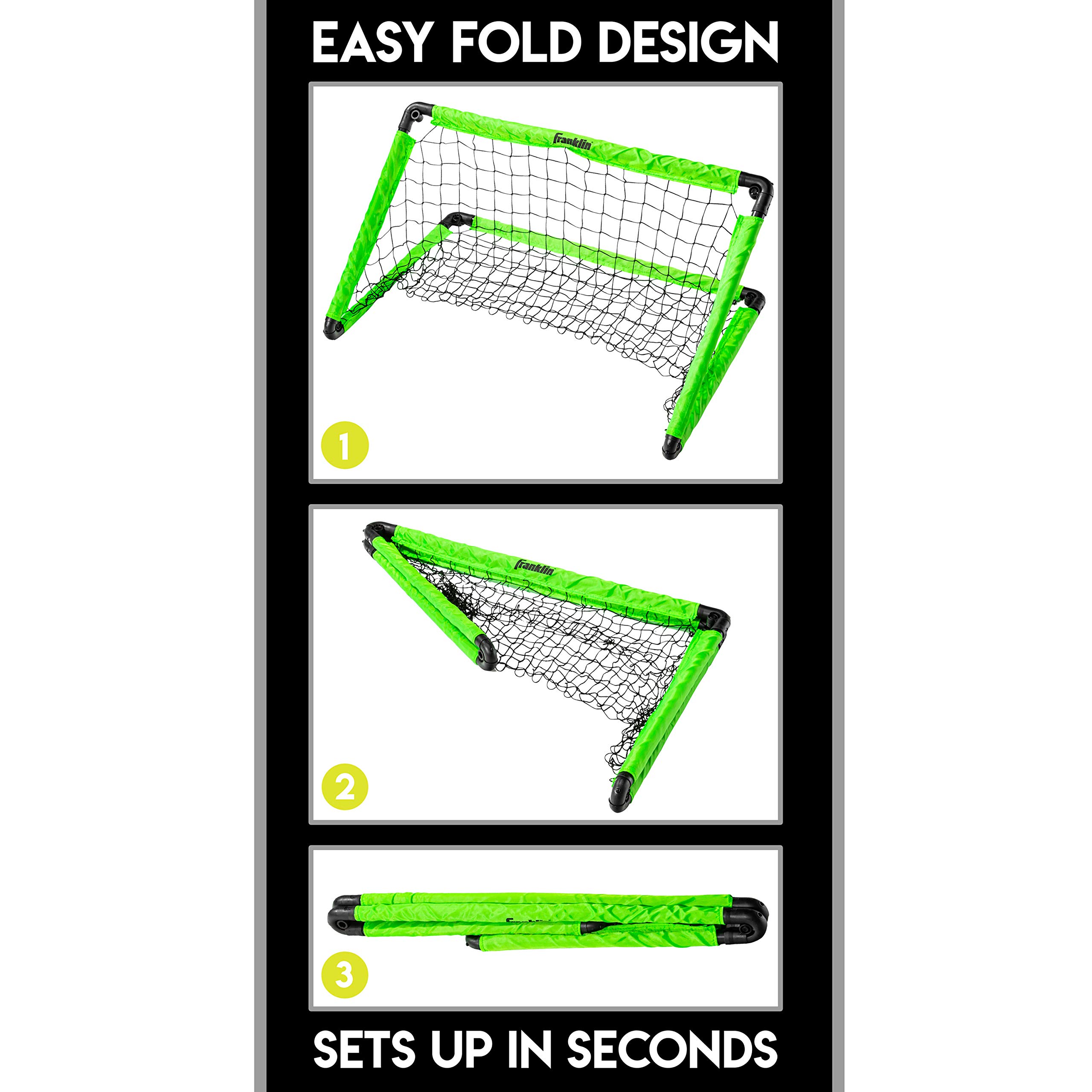 Franklin Sports Kids Mini Soccer Goal Set - Backyard/Indoor Mini Net + Ball Set with Pump - Portable Folding Youth Goal Set - 36" x 24", Green