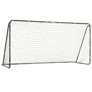 Franklin Sports Competition Soccer Goal - Steel Backyard Soccer Goal with Net - Includes 6 Ground Stakes - 12' x 6' Youth Soccer Goal - Black