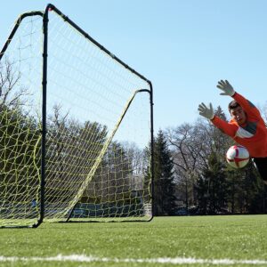 Franklin Sports Competition Soccer Goal - Steel Backyard Soccer Goal with Net - Includes 6 Ground Stakes - 12' x 6' Youth Soccer Goal - Black