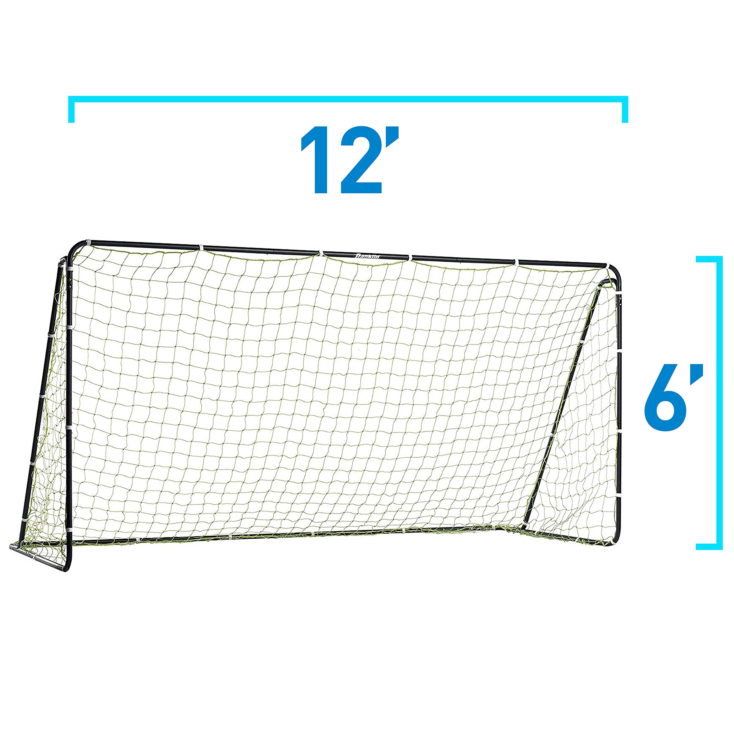 Franklin Sports Competition Soccer Goal - Steel Backyard Soccer Goal with Net - Includes 6 Ground Stakes - 12' x 6' Youth Soccer Goal - Black