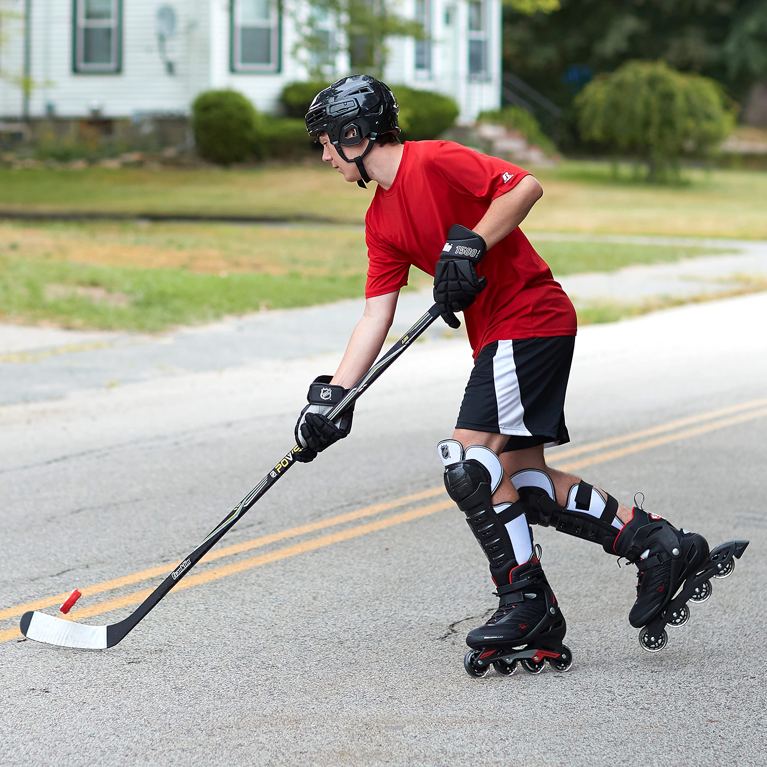 Franklin Sports Street Hockey Sticks - Power X Junior Street Hockey Stick - Wood and Fiberglass Shaft - ABS Blade - One Piece Stick - 52" Right Handed