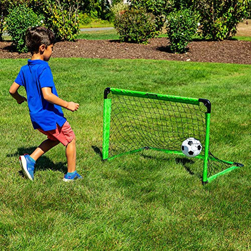 Franklin Sports Portable Mini Soccer Goal - Folding Indoor + Outdoor Kids Mini Soccer Net with Carry Bag - Plastic Backyard Youth Goal with Ground Stakes - 36" x 24"