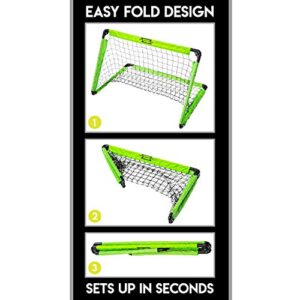 Franklin Sports Portable Mini Soccer Goal - Folding Indoor + Outdoor Kids Mini Soccer Net with Carry Bag - Plastic Backyard Youth Goal with Ground Stakes - 36" x 24"