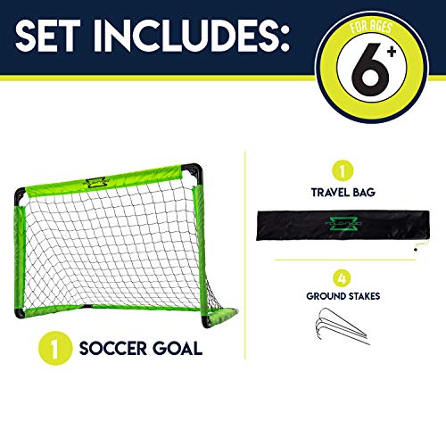 Franklin Sports Portable Mini Soccer Goal - Folding Indoor + Outdoor Kids Mini Soccer Net with Carry Bag - Plastic Backyard Youth Goal with Ground Stakes - 36" x 24"