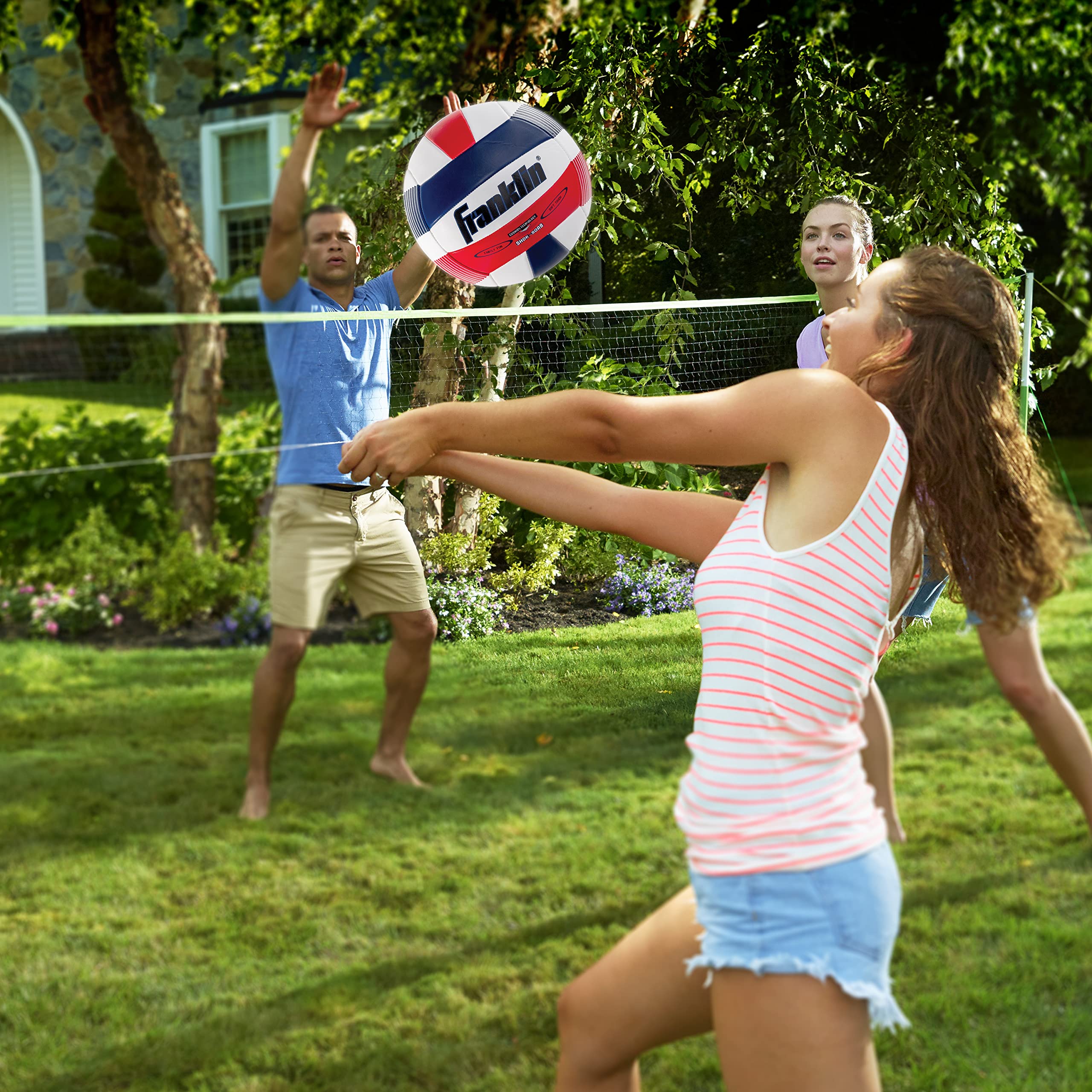 Franklin Sports Super Soft Spike Volleyball, Red/White/Blue