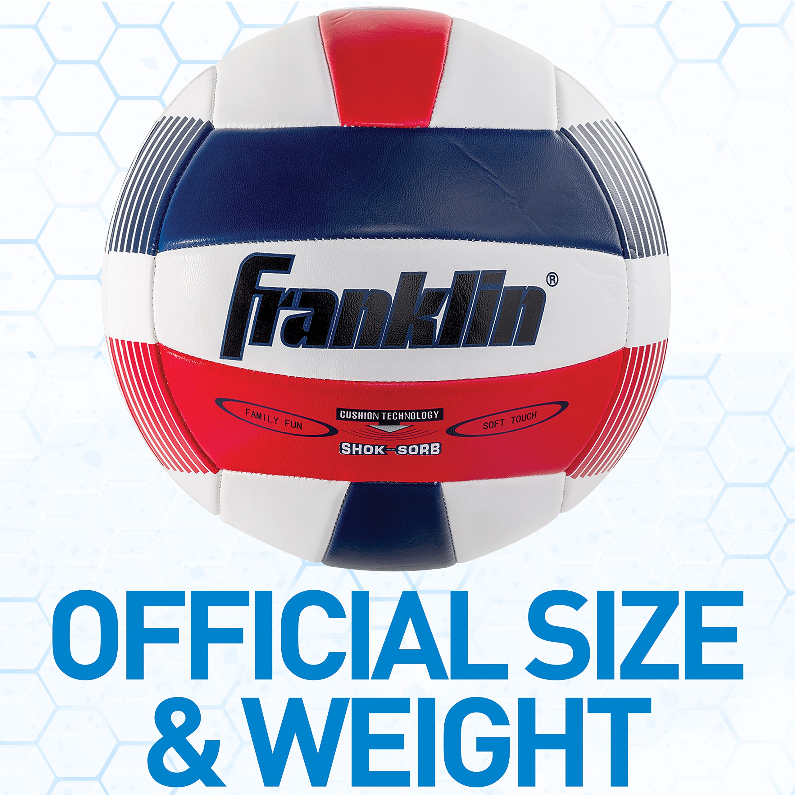 Franklin Sports Super Soft Spike Volleyball, Red/White/Blue