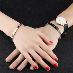 LAVUMO His Hers Couples Bracelets King and Queen Matching Set Anniversary Promise Gifts Stainless Steel 2pcs