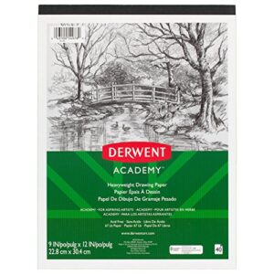 derwent academy drawing paper pad, 40 sheets, 9" x 12", heavyweight (54978)