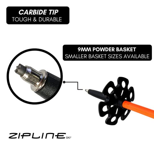 Ski Poles Graphite Carbon Composite - Zipline Blurr 16.0 - U.S. Ski Team Official Supplier (Orioles Orange, 44" in./112 cm)