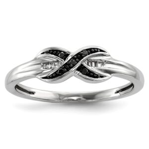 Diamond2Deal 925 Sterling Silver Black and White Diamond Infinity Ring Size 7