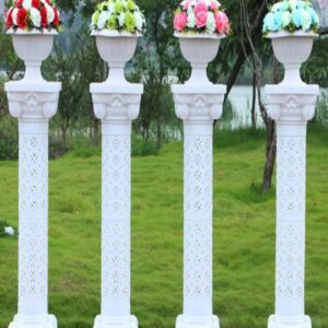 TABLECLOTHSFACTORY 4 Pillars/Set Venetian Roman Wedding Columns Holds Flower Plates 41" Tall(Height Adjustable)