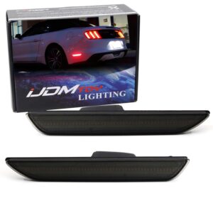 iJDMTOY Smoked Lens Red Full LED Rear Side Marker Light Kit Compatible with Ford 2015-up Mustang, Powered by 48-SMD LED, Replace OEM Back Sidemarker Lamps