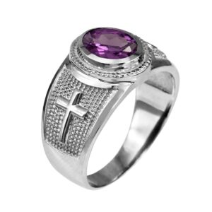 religious jewelry by lablingz sterling silver christian cross june birthstone purple cz ring (9)