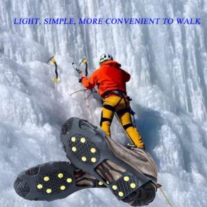 HoFire Ice Cleats for Shoes and Boots, Ice Snow Traction Cleats Grippers, Non Slip Shoe Ice Grippers,10 Steel Rubber Spikes Crampons Anti Easy Slip Studs Crampons Slip-on Stretch Footwear(Black, S)