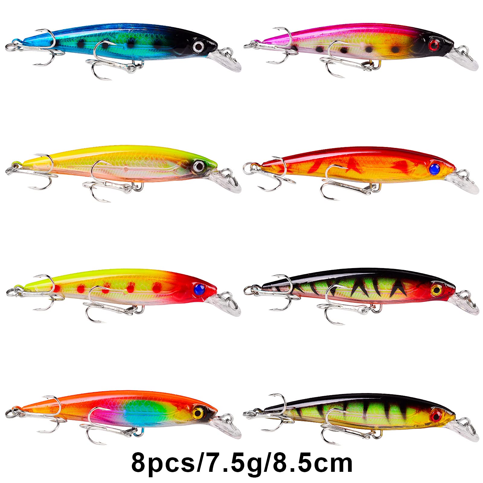 BAIKALBASS Fishing Lures Tackle Kits Hard Baits Minnow Pencil VIB Crankbaits Topwater Floating Lures Assorted Fishing Tackle Sets (006-43pcs)