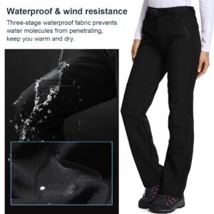 Jessie Kidden Women's Waterproof Pants Hiking Ski Snow Fish Fleece Lined Insulated Outdoor Golf Travel Pant (801F Black 18)