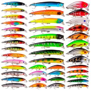 Fishing Lures Tackle Kits Hard Baits Minnow Pencil VIB Crankbaits Topwater Floating Lures Assorted Fishing Tackle Sets (007-43pcs)