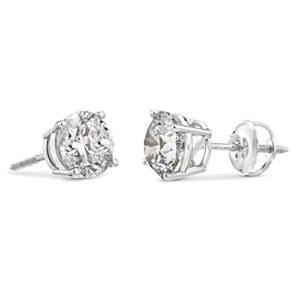 Amazon Essentials 14k White Gold Round-Cut Diamond Stud Earrings (1/3cttw, J-K Color, I2-I3 Clarity) (previously Amazon Collection)