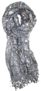 ted and jack - luxe bedazzled sequin and sparkle scarf in silver