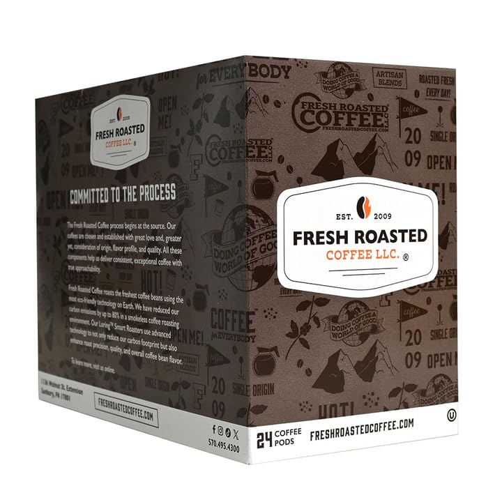 Fresh Roasted Coffee, Organic Sumatra Water Half-Caf | Single Origin | Medium Roast | RFA Kosher | K-Cup Compatible | 72 Pods