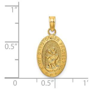 Diamond2Deal 14k Yellow Gold Saint Christopher Medal Pendant for Women (L- 22 mm W- 11 mm)