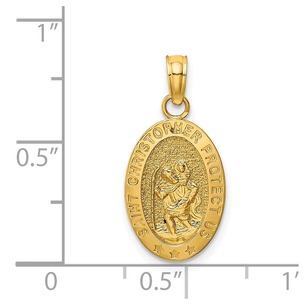 Diamond2Deal 14k Yellow Gold Saint Christopher Medal Pendant for Women (L- 22 mm W- 11 mm)