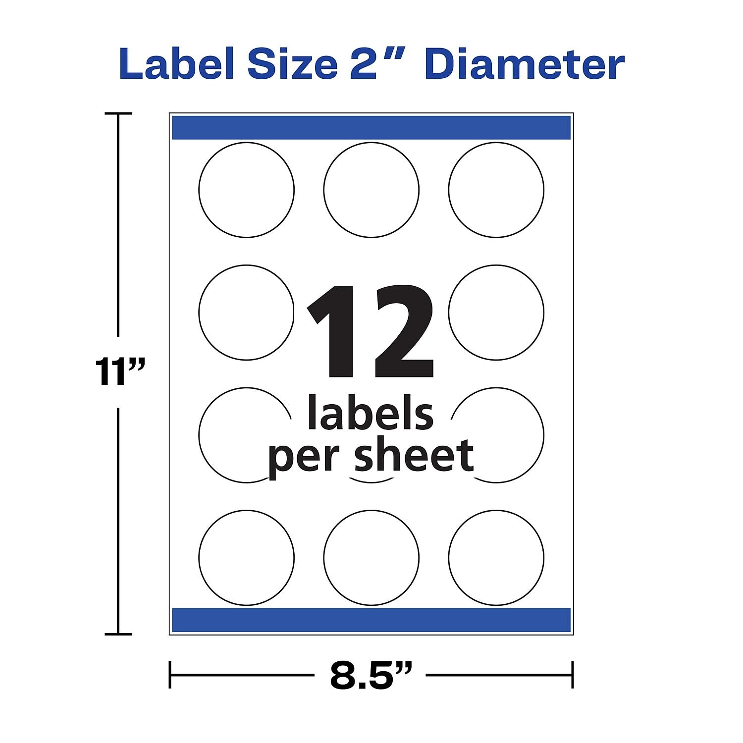 Avery Round Print-to-The Edge Labels with Sure Feed and Easy Peel, 2" Dia, Glossy Clear, 120/pk