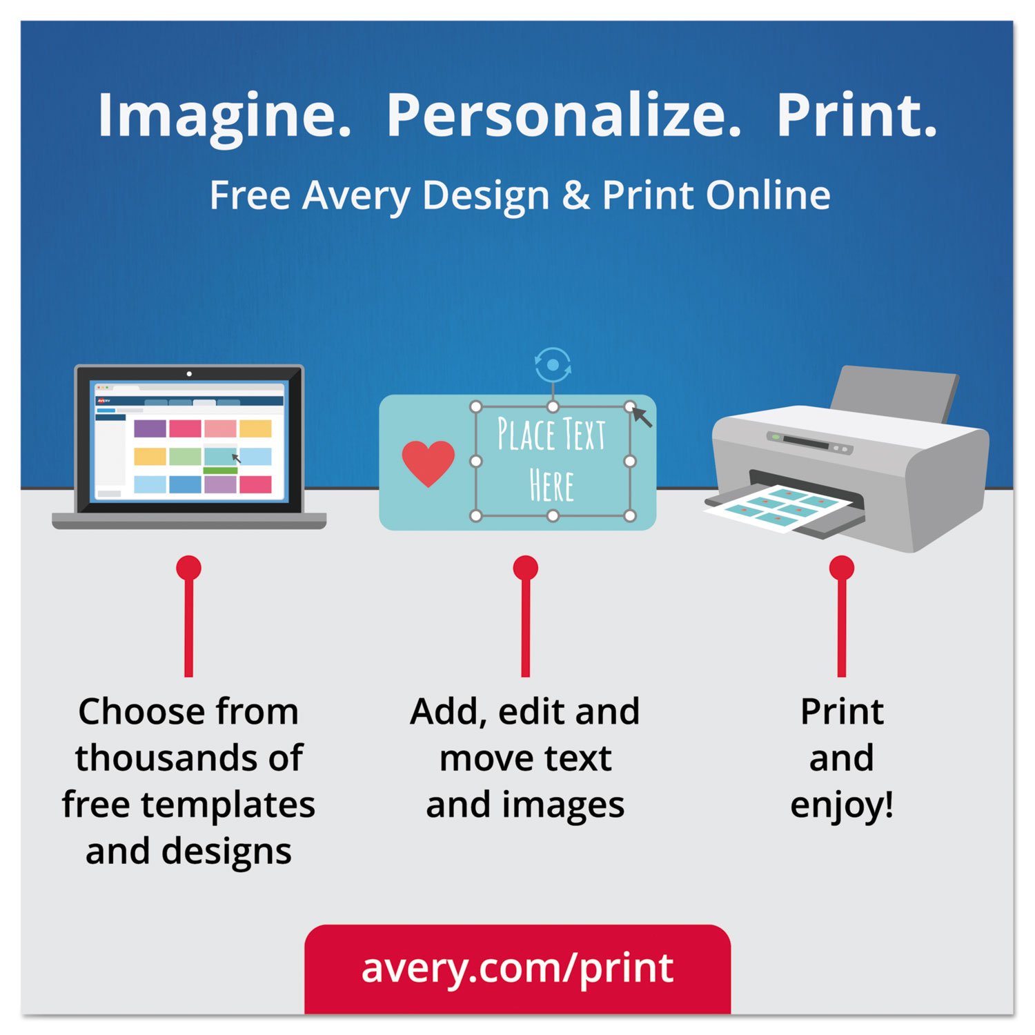 Avery Round Print-to-The Edge Labels with Sure Feed and Easy Peel, 2" Dia, Glossy Clear, 120/pk