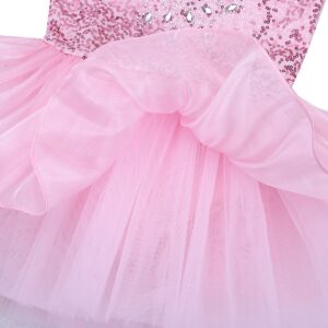 YiZYiF Kids Girls' Sequin Ballet Dress Dancewear Costume with Chiffon Leotard (10, Tutu Pink)