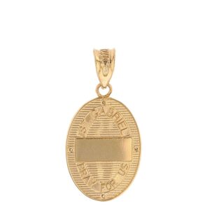 14k Yellow Gold Saint Gabriel The Archangel Diamond Oval Medal Pendant (1")