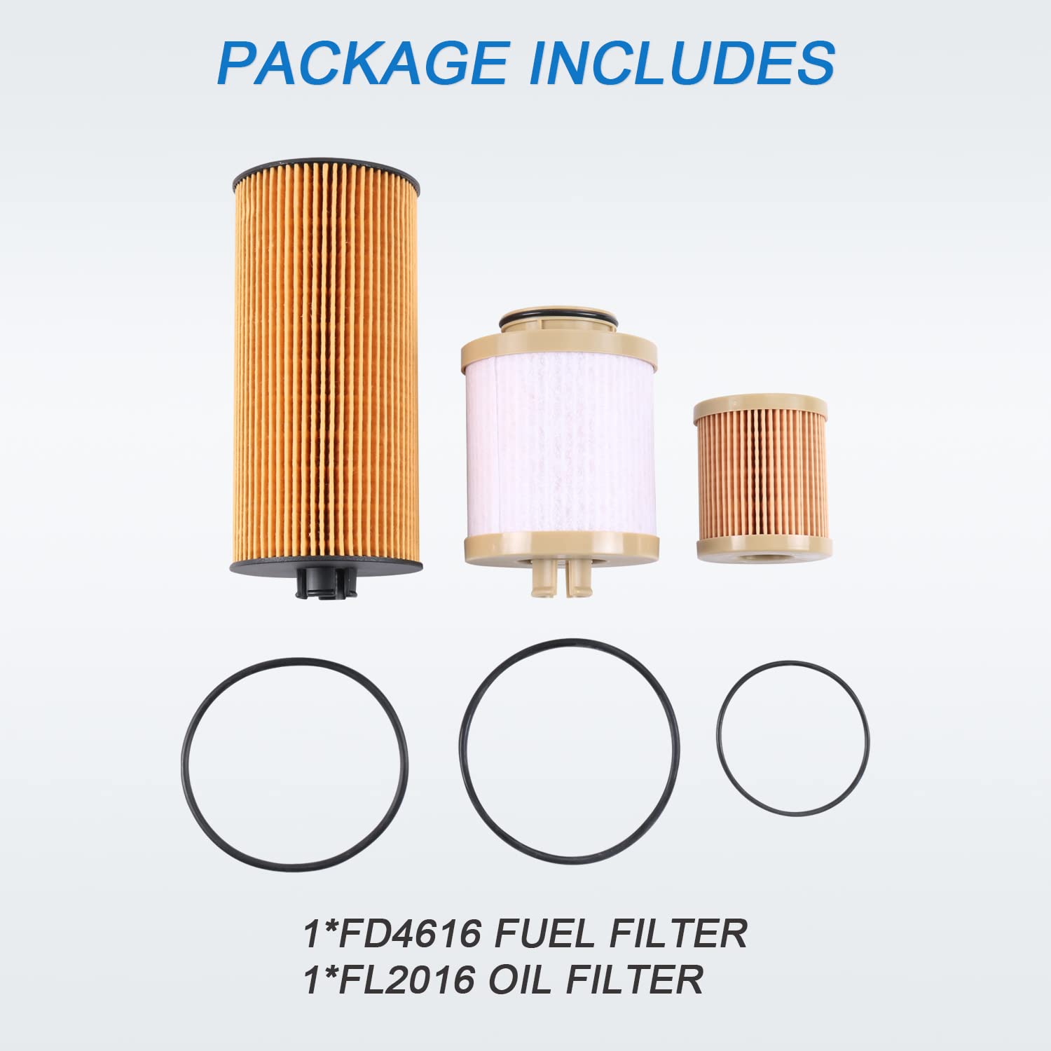 CARMOCAR FD4616 Fuel Filter and FL2016 Oil Filter Replacement for 2003-2007 Ford F250 F350 F450 F550 Super Duty 6.0L 2003-2005 Excursion 6.0L 3C3Z-9N184-CA 3C3Z-6731-AA FD4604