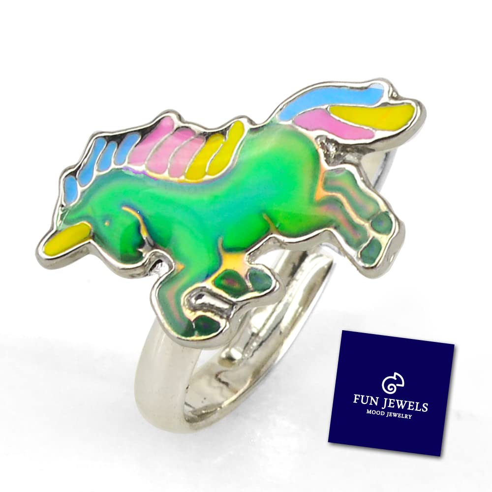 FUN JEWELS Fairy Tale Cute Unicorn Color Change Mood Ring For Girls Size Adjustable