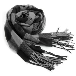 rdylymx men's scarves scarf classic arrival winter plaid scarf tassel edge soft warm scarf(black grey)