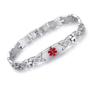 tarring shiny star identification bracelets for women medical alert bracelet with free engraving(7.5)