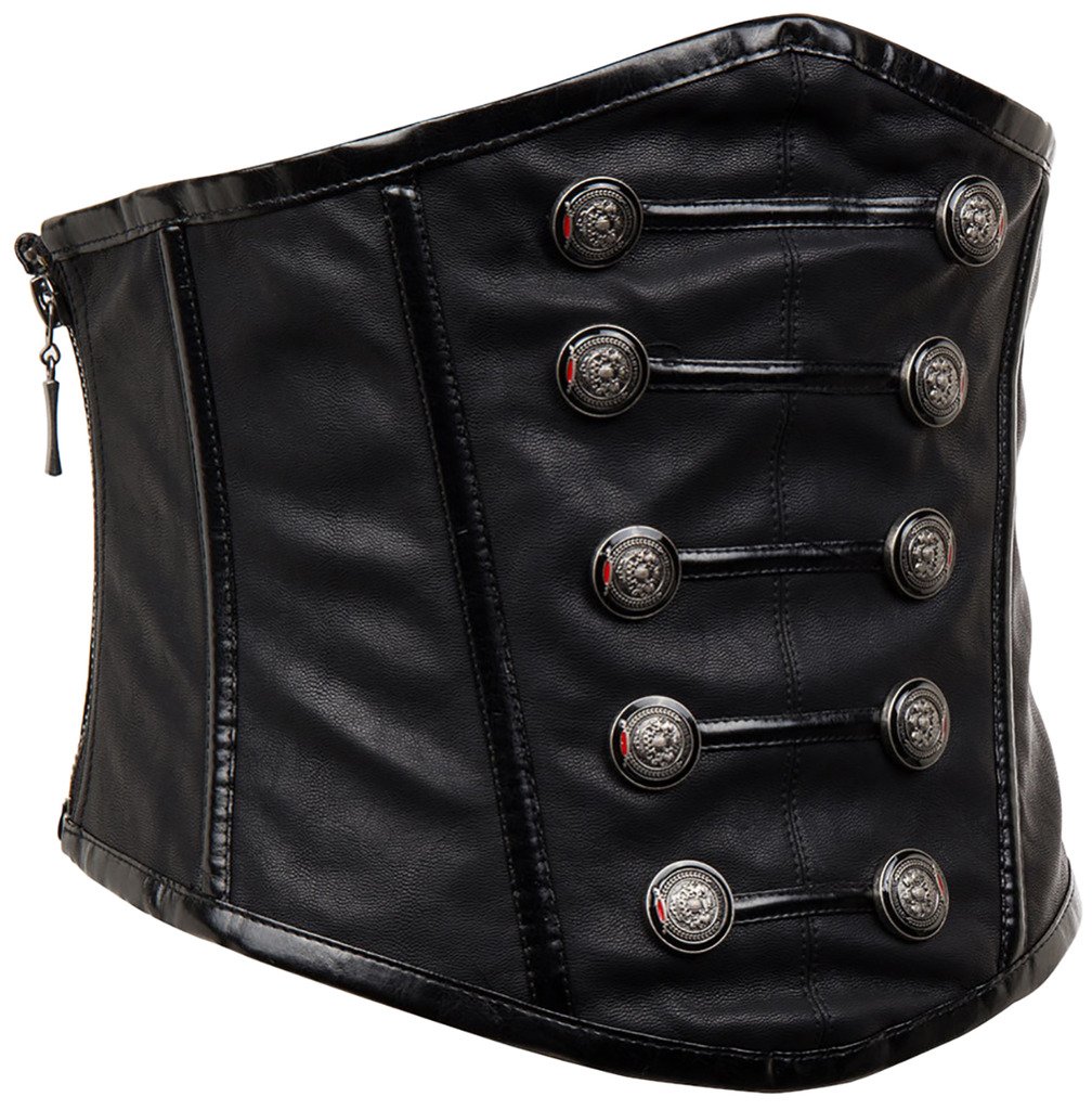 Alivila.Y Fashion Women's Faux Leather Rivet Steampunk Retro Boned Wide Corset Belt 21674-Black-2XL