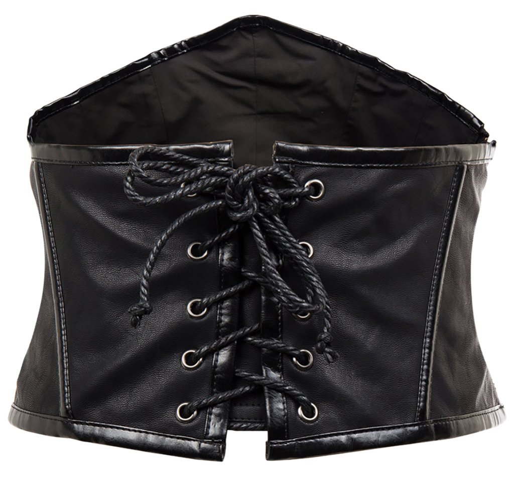 Alivila.Y Fashion Women's Faux Leather Rivet Steampunk Retro Boned Wide Corset Belt 21674-Black-2XL