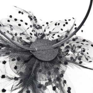 DRESHOW Fascinators Hat Flower Mesh Ribbons Feathers on a Headband and a Clip Tea Party Headwear for Girls and Women