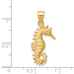 Diamond2Deal 14k Yellow Gold Seahorse Pendant (L- 26 mm W- 11 mm)