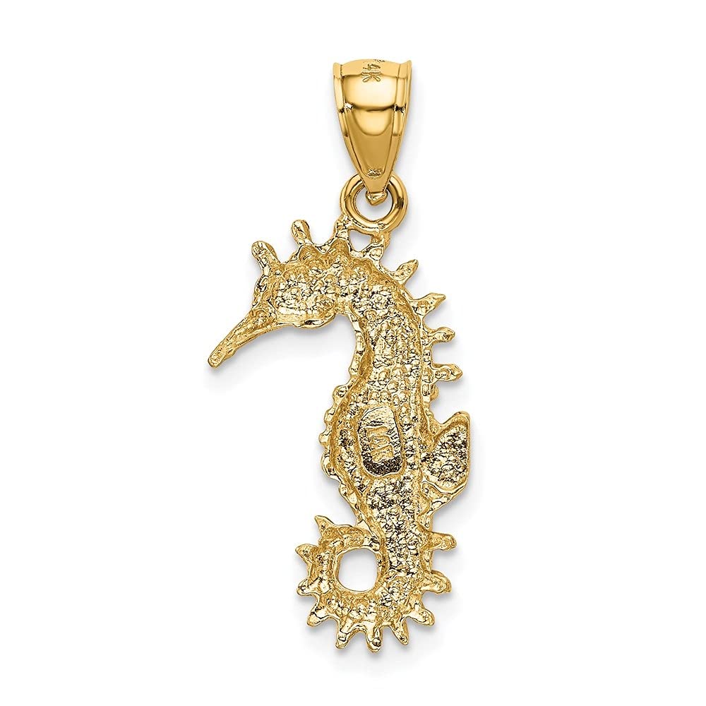 Diamond2Deal 14k Yellow Gold Seahorse Pendant (L- 26 mm W- 11 mm)