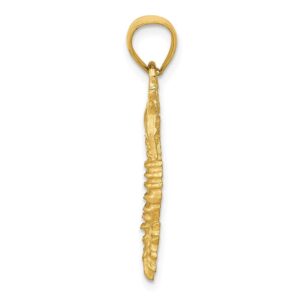 Diamond2Deal 14k Yellow Gold Seahorse Pendant (L- 26 mm W- 11 mm)