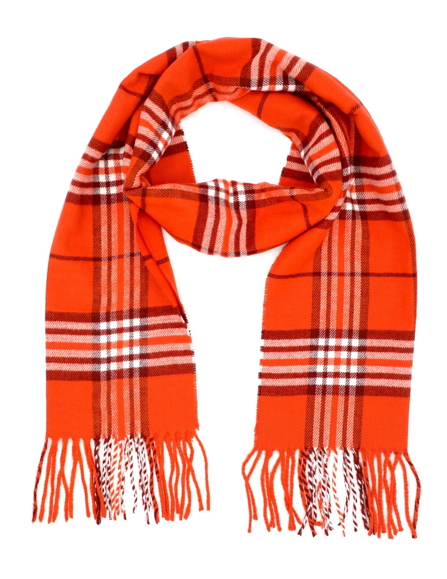 Achillea Scottish Tartan Plaid Cashmere Feel Winter Warm Scarf Unisex (Orange Plaid)