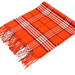 Achillea Scottish Tartan Plaid Cashmere Feel Winter Warm Scarf Unisex (Orange Plaid)